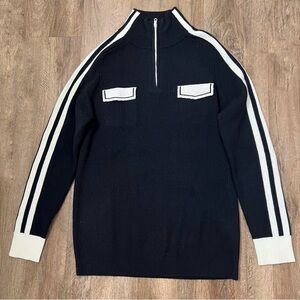 Social-Work NY Women's Wool‎ Ribbed Knit Track Sweater in Black